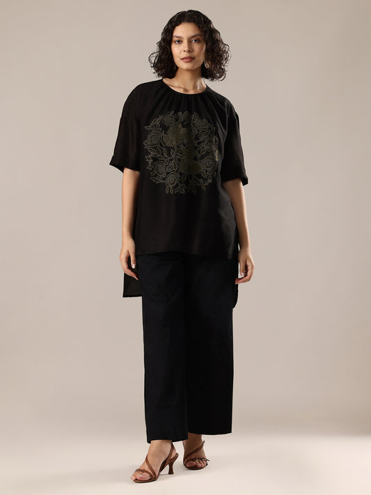 Embroidered Co-Ord Set - Black