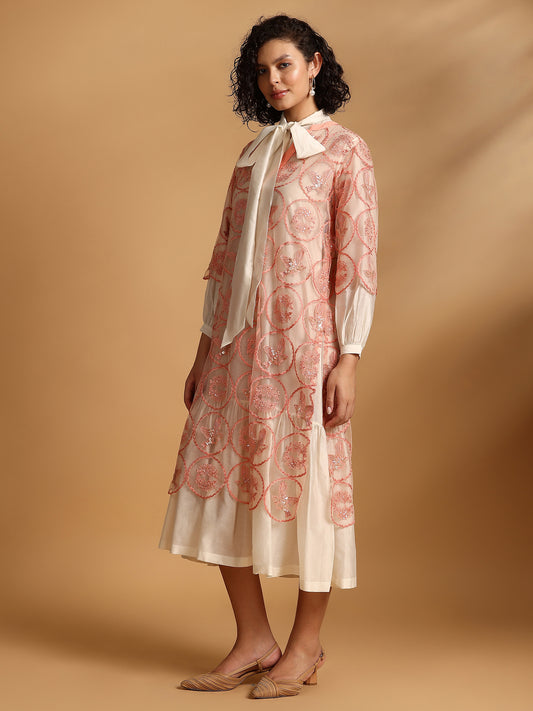 Embelished Lace Dress - Blush