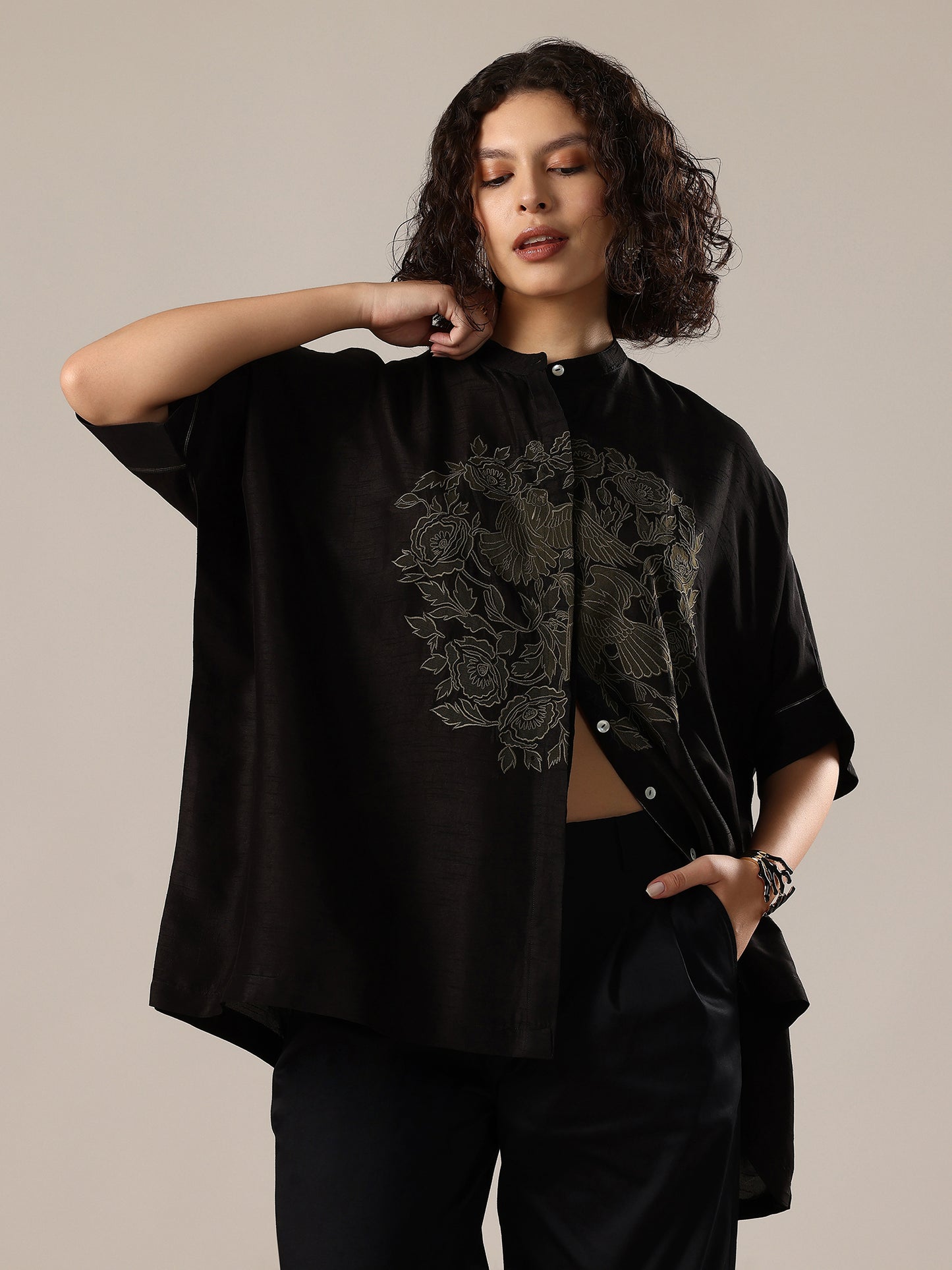 Embroidered Co-Ord Set - Black