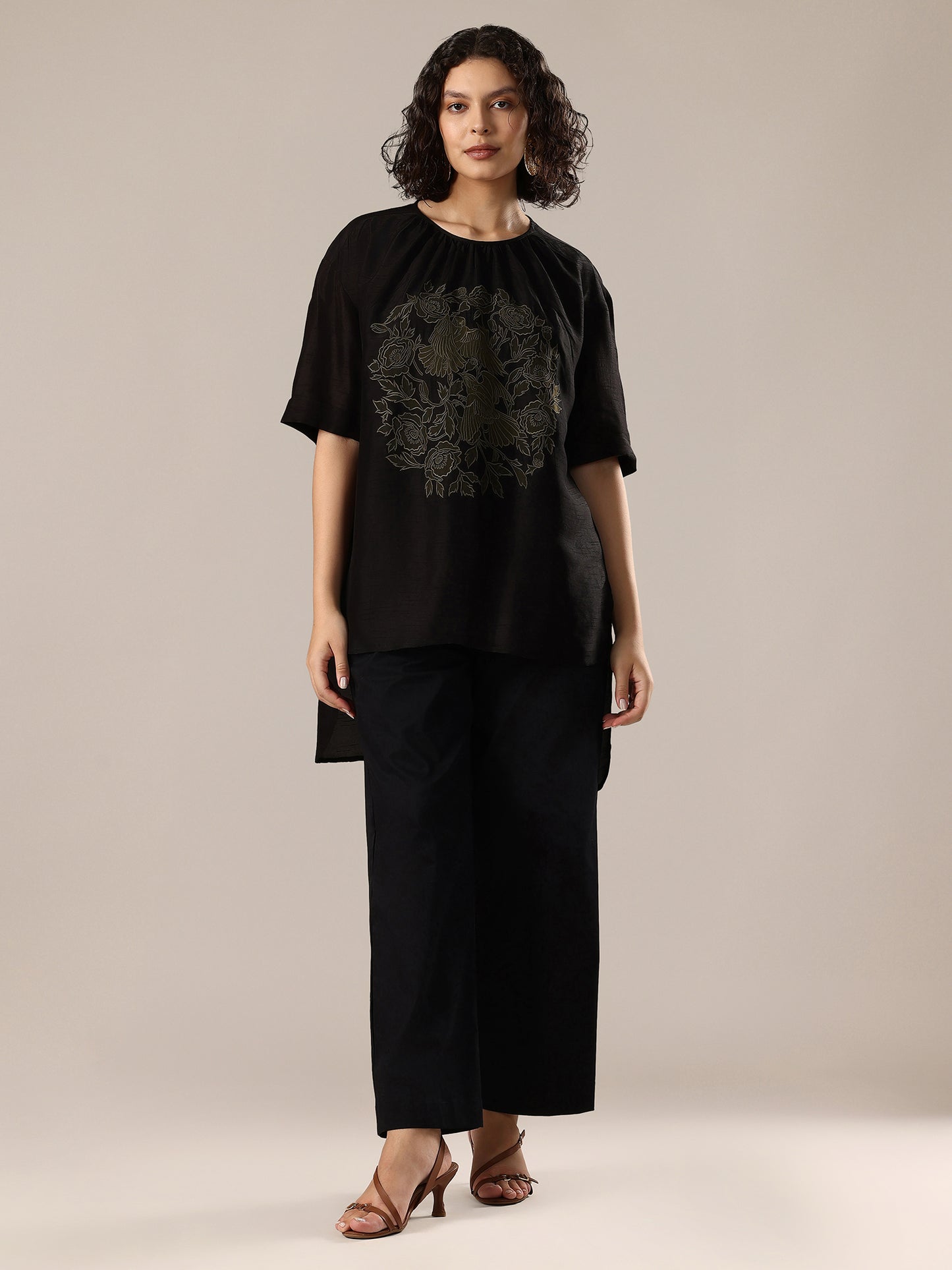 Embroidered Co-Ord Set - Black