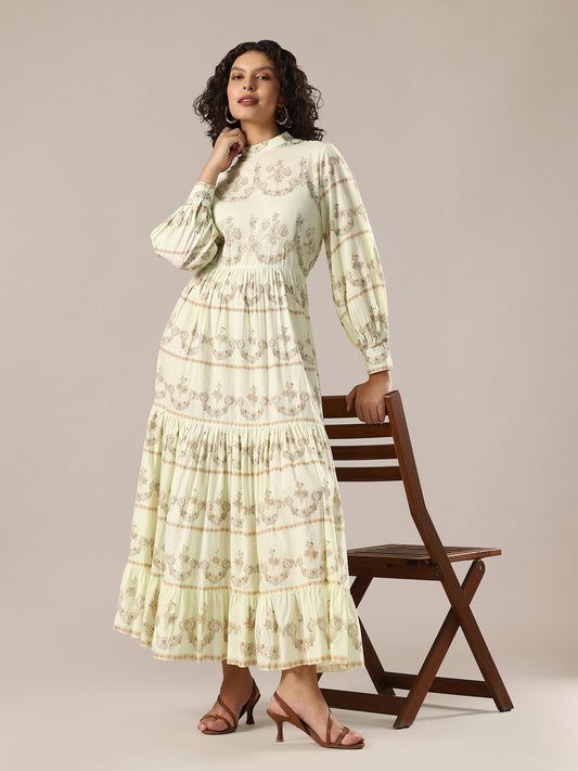 Tiered Long Dress - Yellow