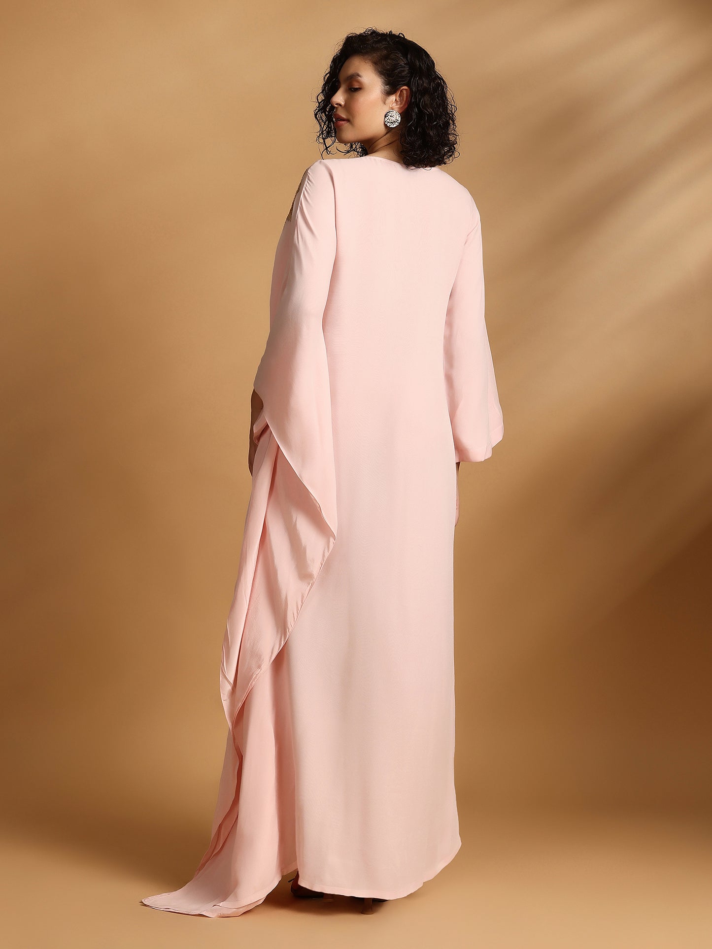 Long Sleeve Kaftan Dress - Blush