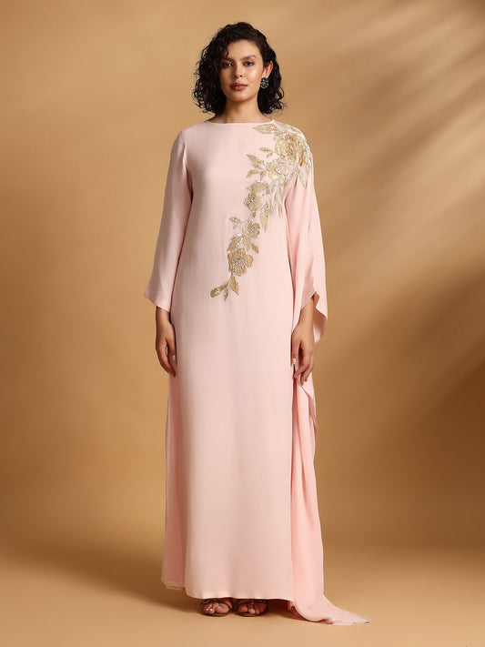 Long Sleeve Kaftan Dress - Blush