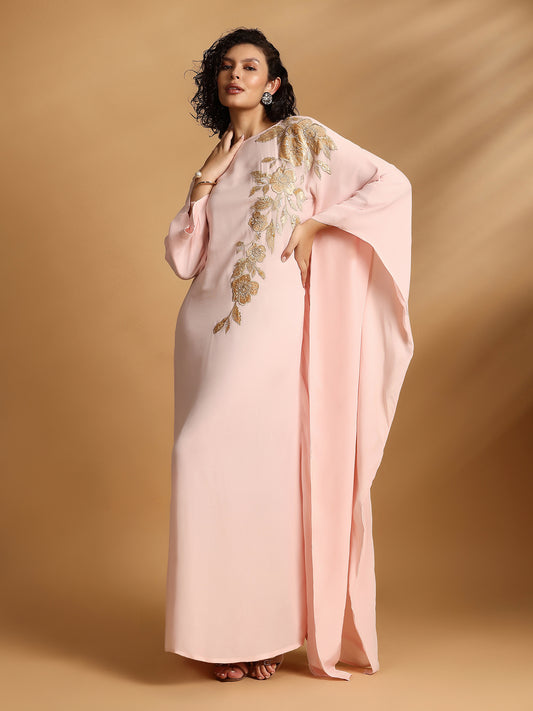 Long Sleeve Kaftan Dress - Blush
