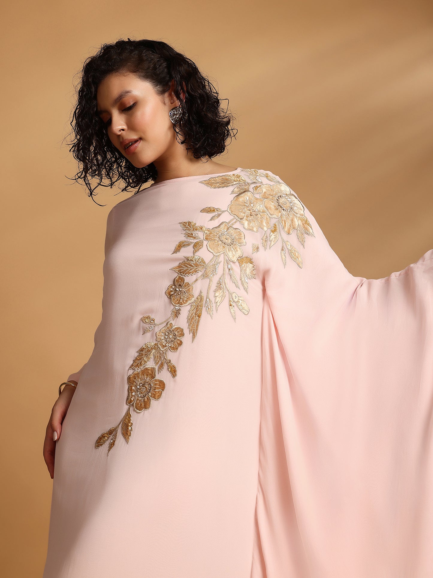 Long Sleeve Kaftan Dress - Blush