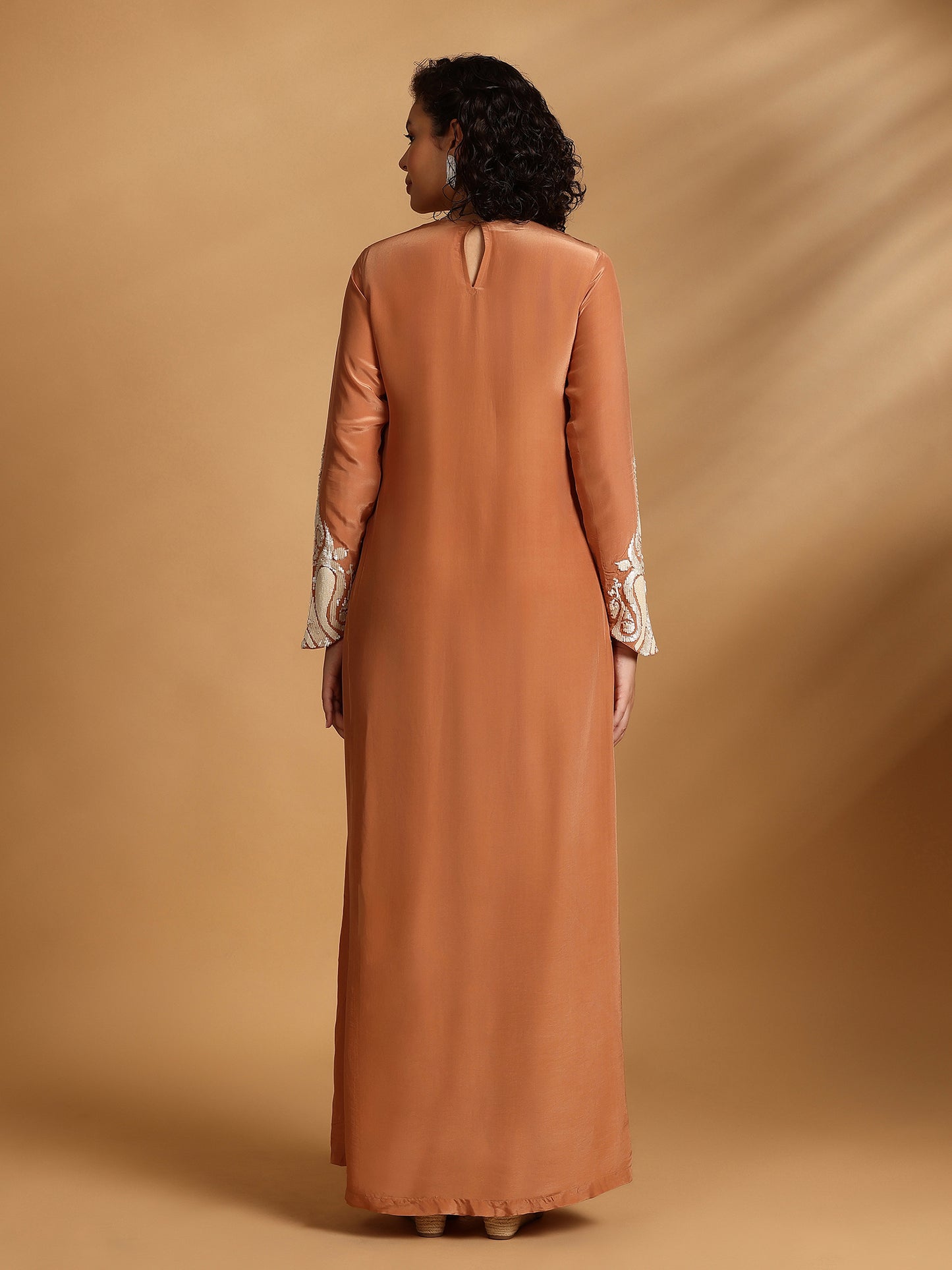 Long Sleeve Kaftan Dress - Terra Cotta