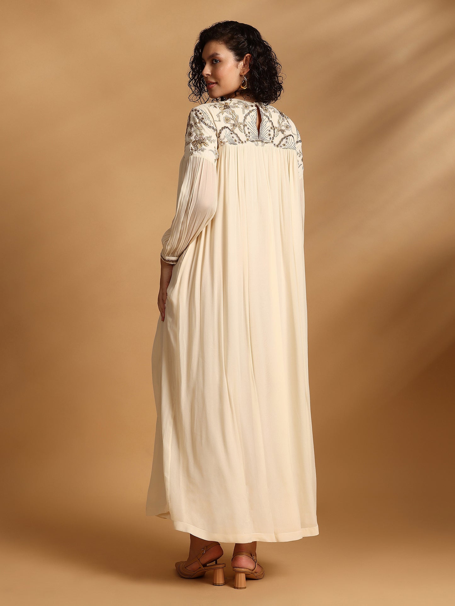 Long Sleeve Maxi Dress - Off White