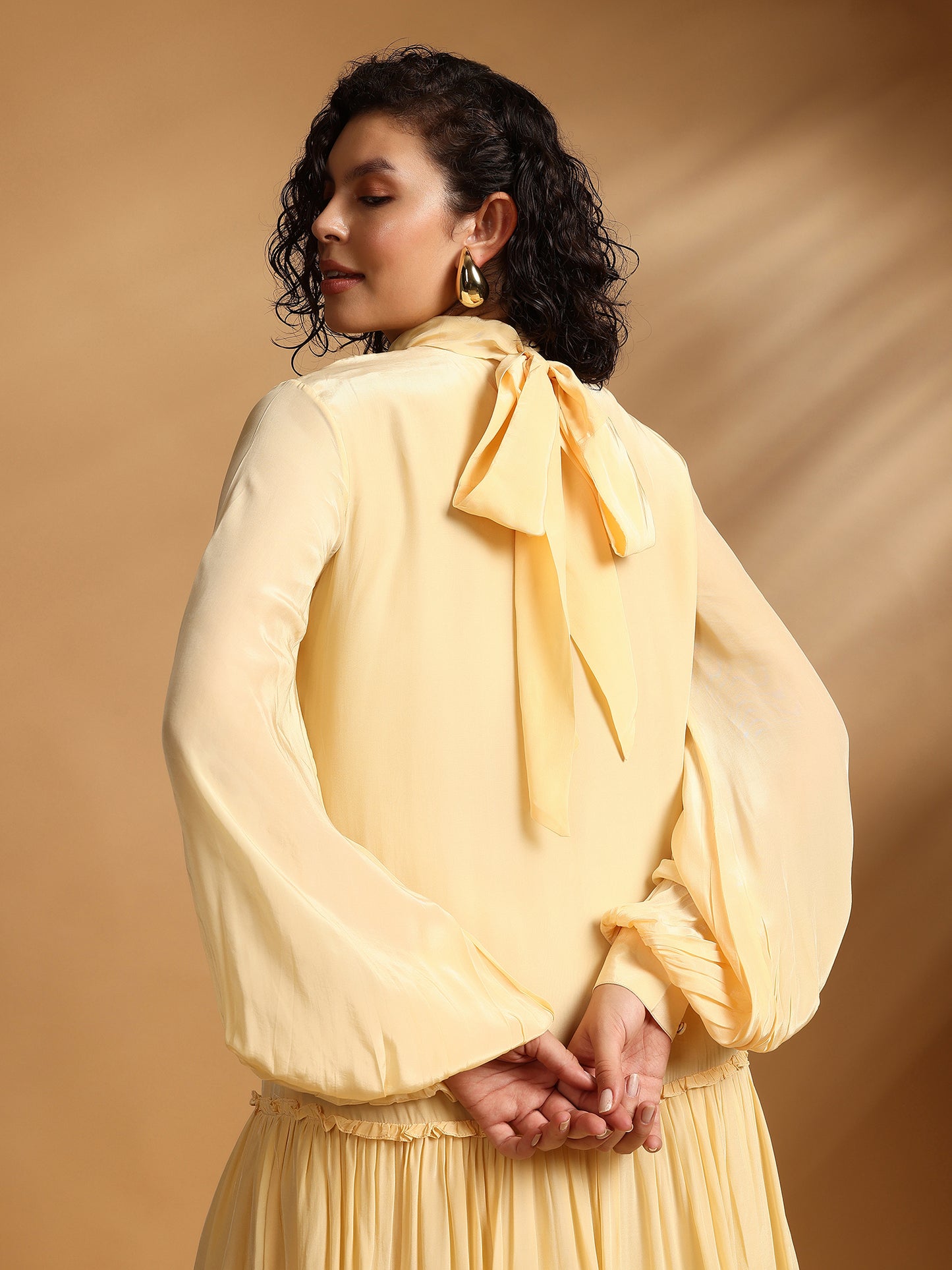 Long Sleeve Maxi Dress - Yellow