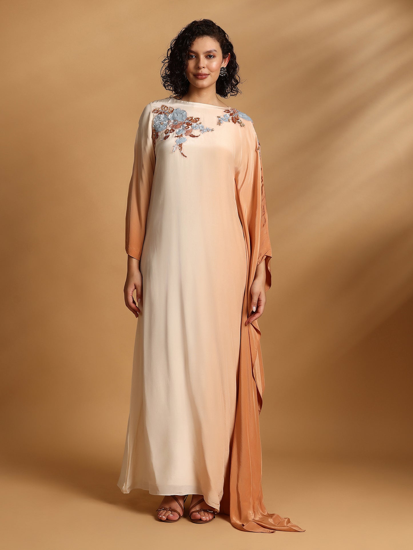 Long Sleeve Maxi Dress - Ecru Rust