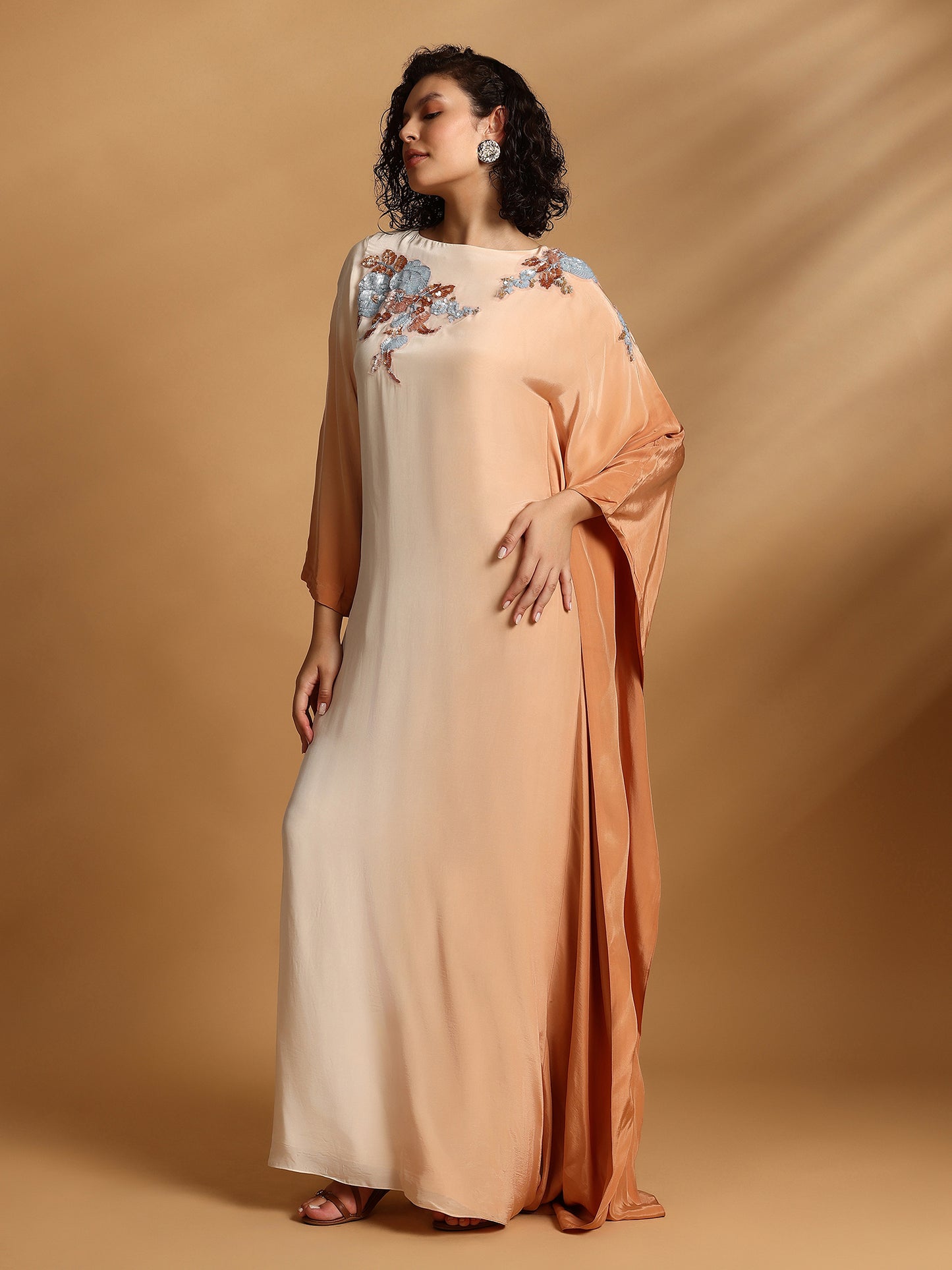 Long Sleeve Maxi Dress - Ecru Rust