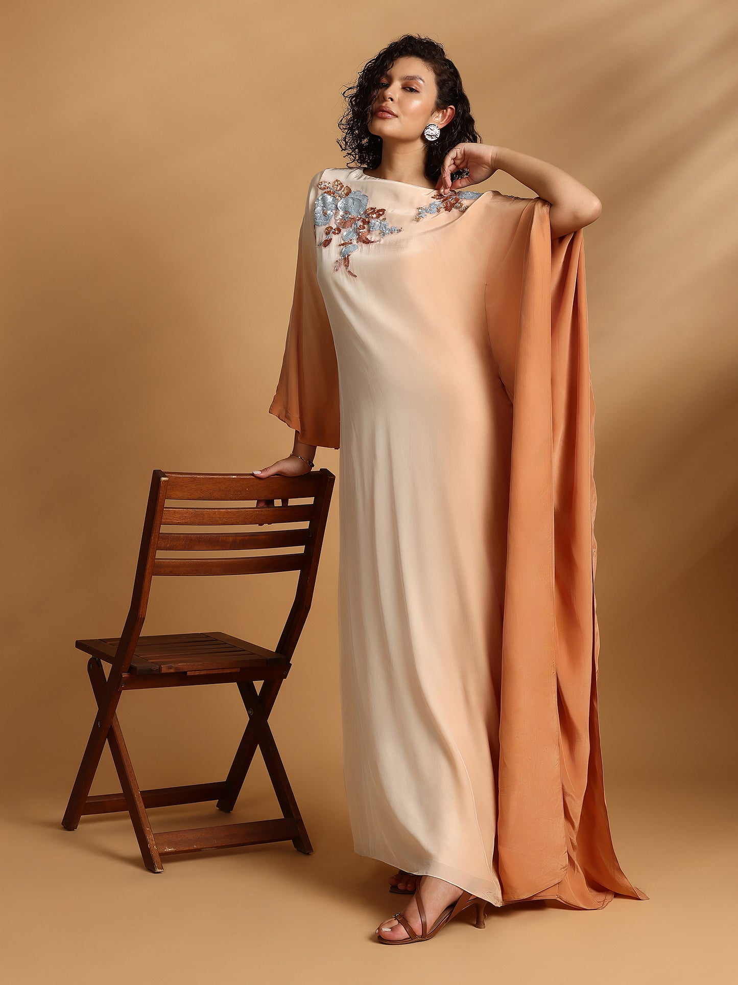 Long Sleeve Maxi Dress - Ecru Rust