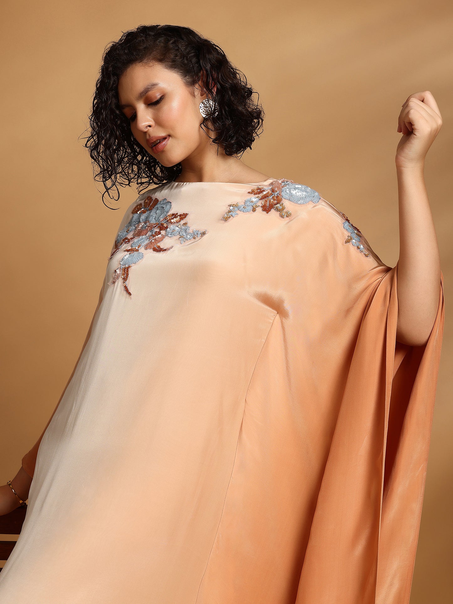 Long Sleeve Maxi Dress - Ecru Rust