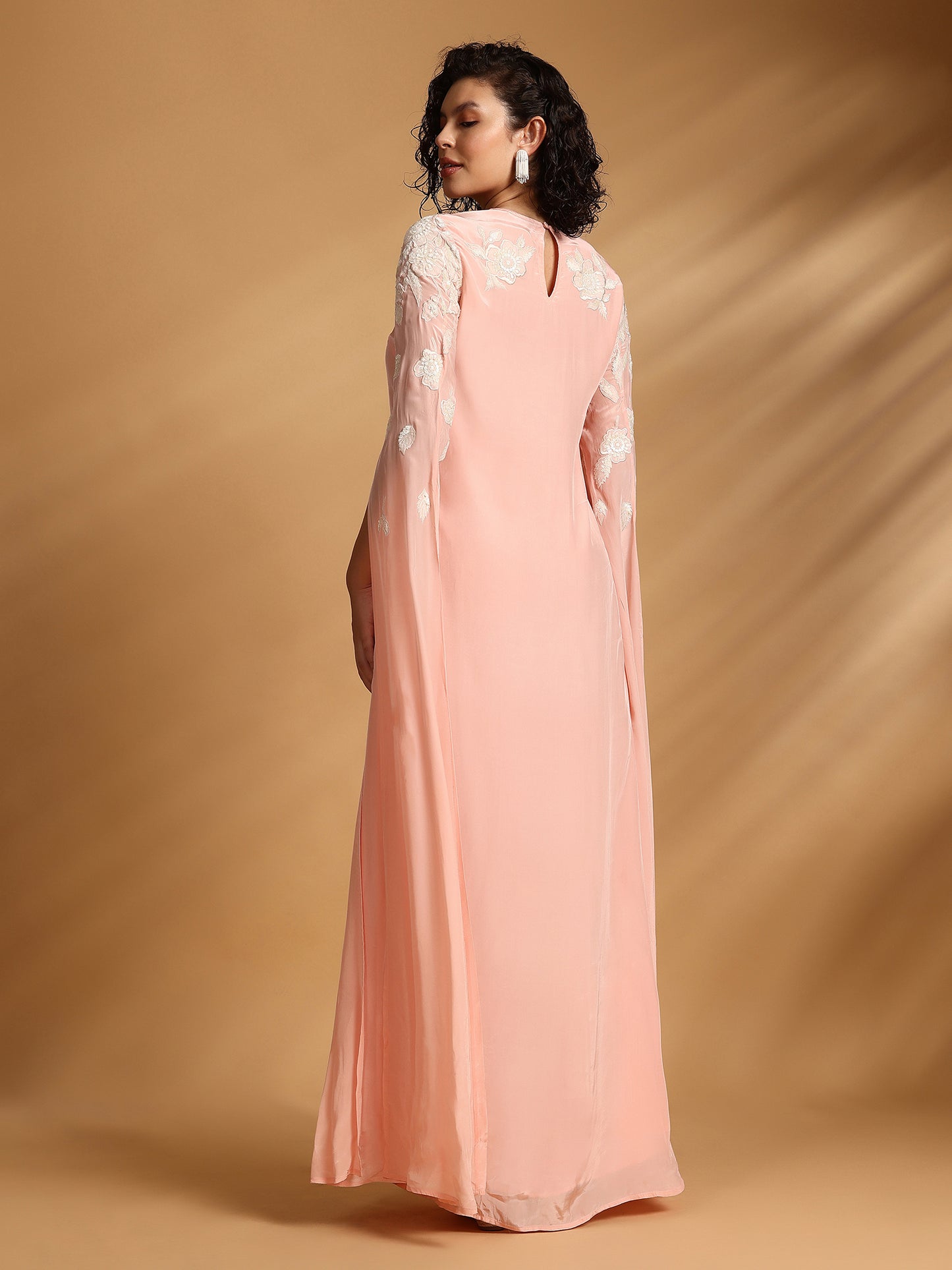 Long Sleeve Maxi Dress - Peach