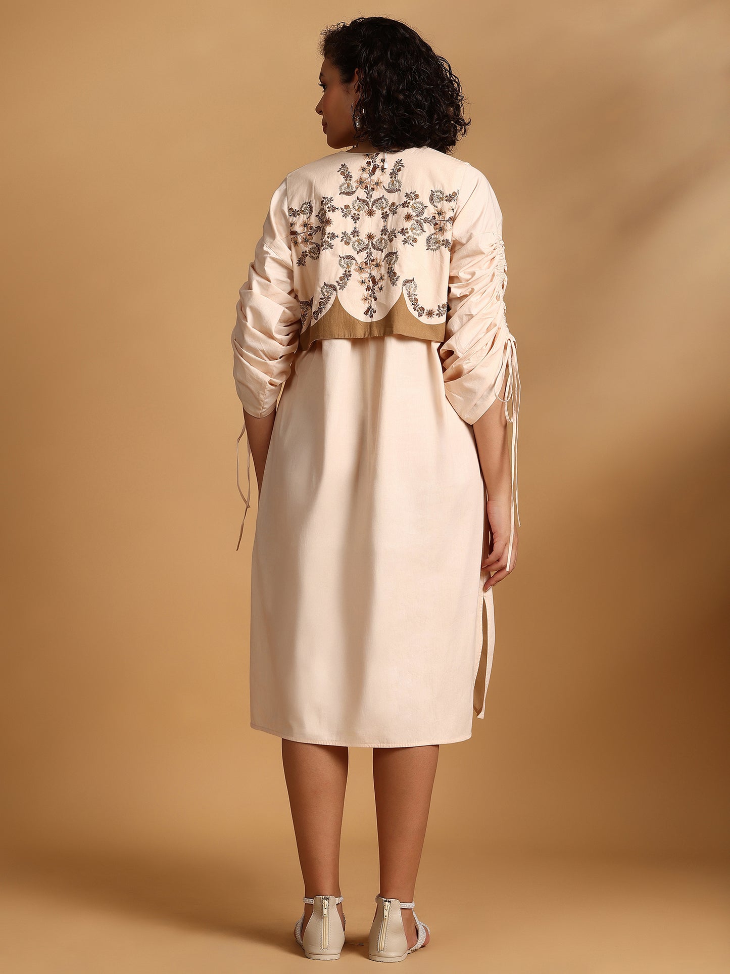 Tunic Dress With Vest - Ecru