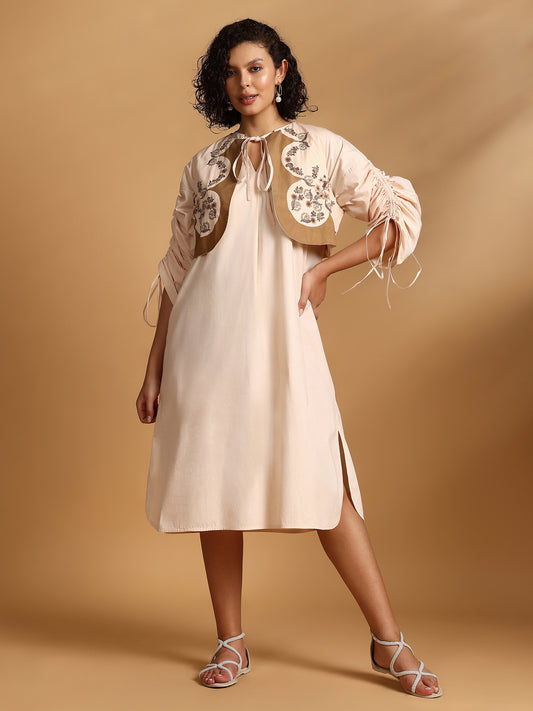 Tunic Dress With Vest - Ecru