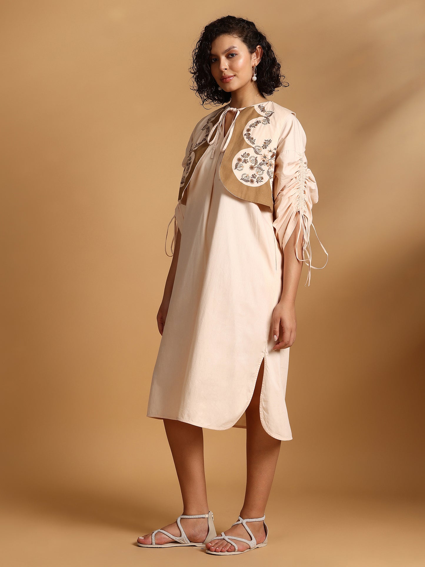 Tunic Dress With Vest - Ecru