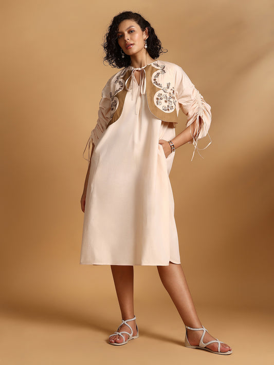 Tunic Dress With Vest - Ecru