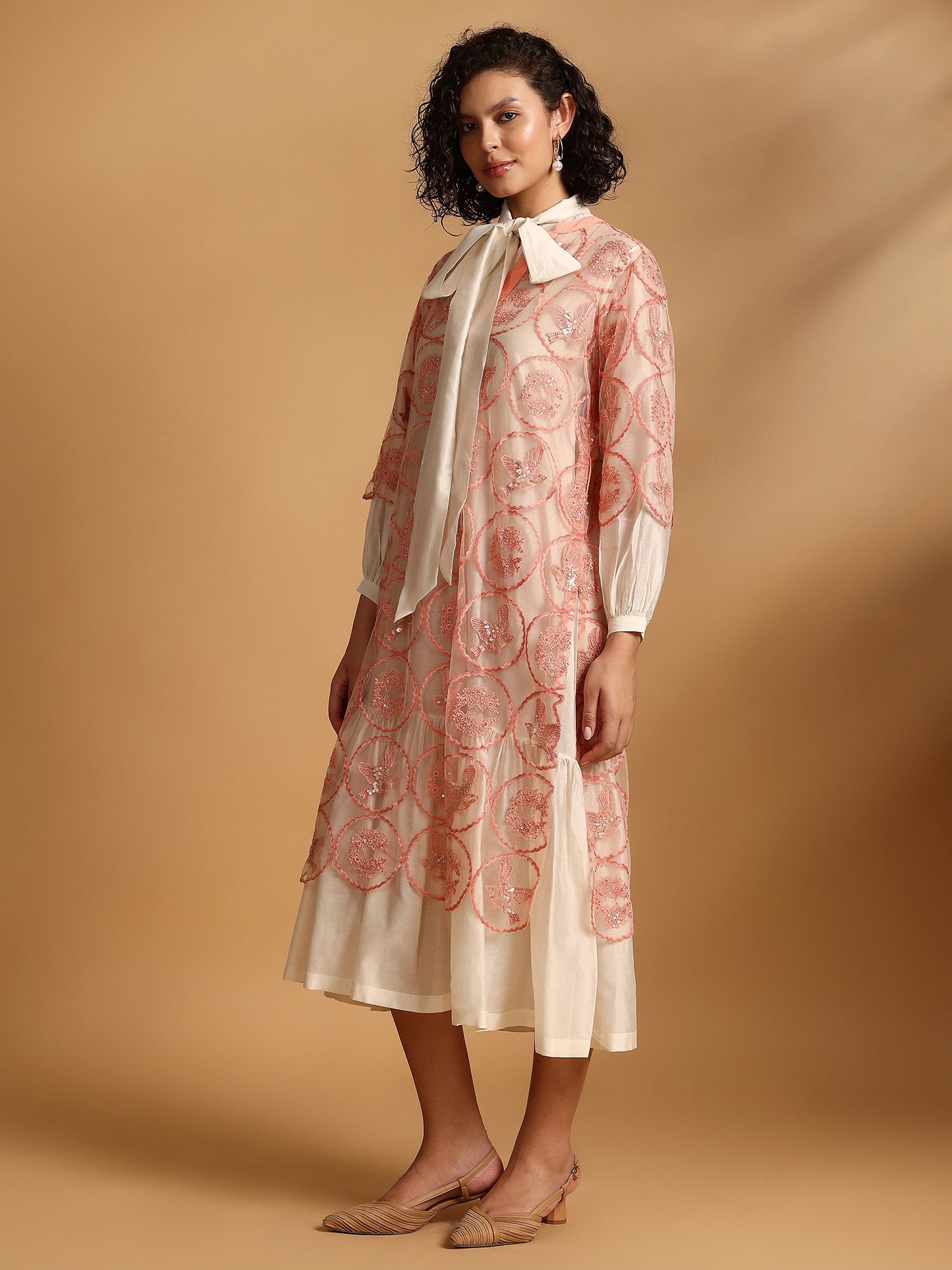 Embelished Lace Dress - Blush