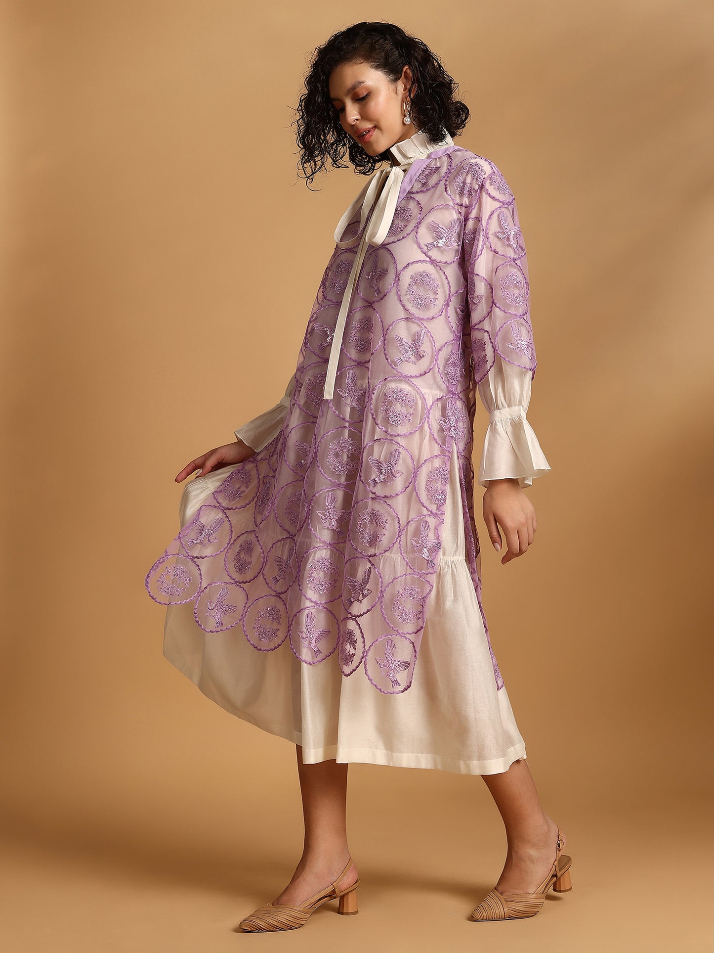 Embelished Lace Dress - Purple