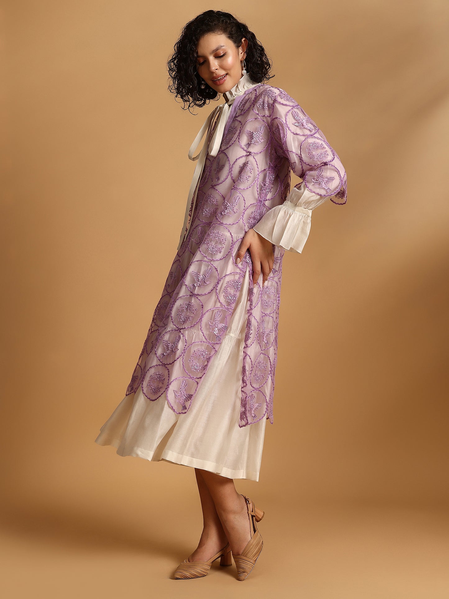 Embelished Lace Dress - Purple