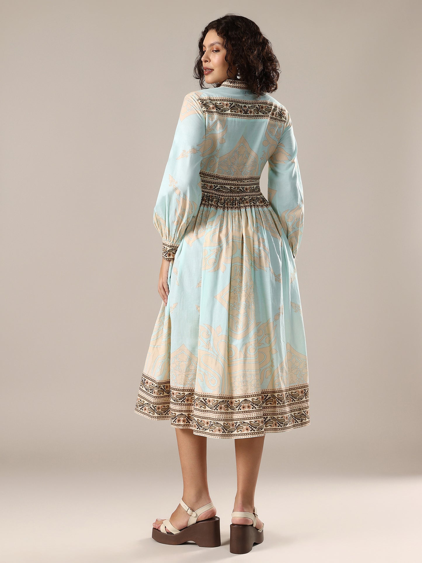 Printed Shirt Dress - Mint