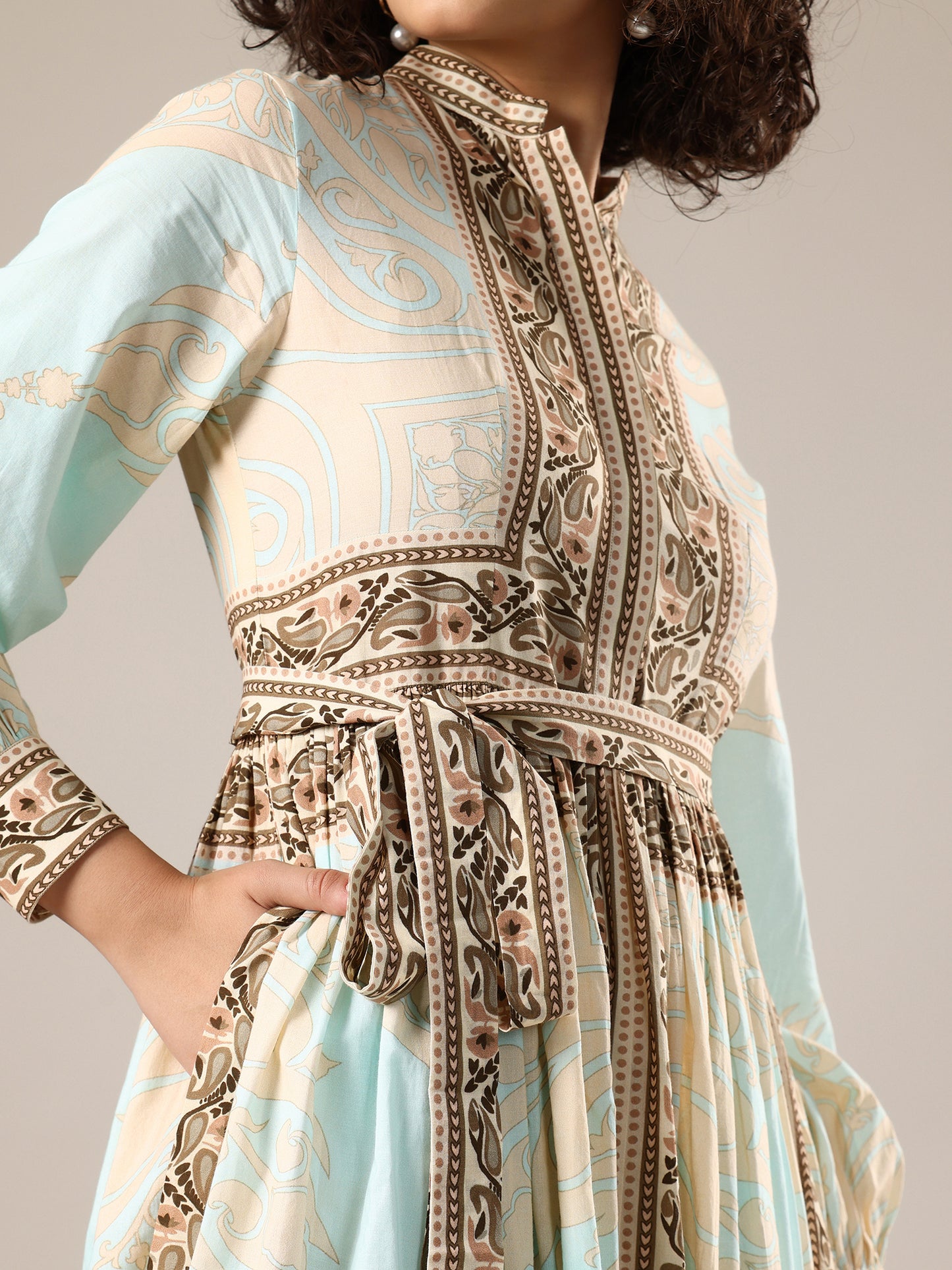 Printed Shirt Dress - Mint