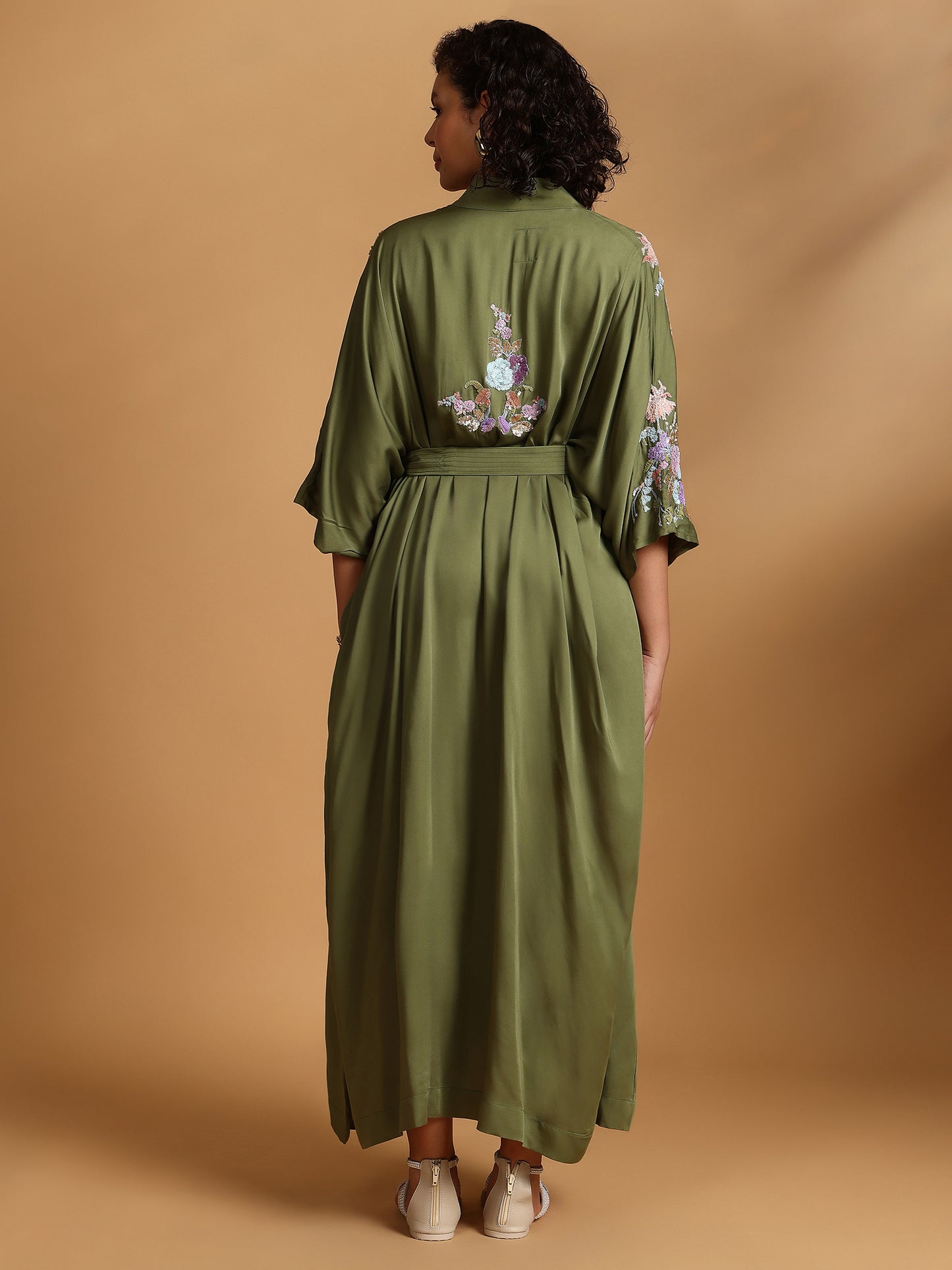 Embelished Kimono Dress - Green