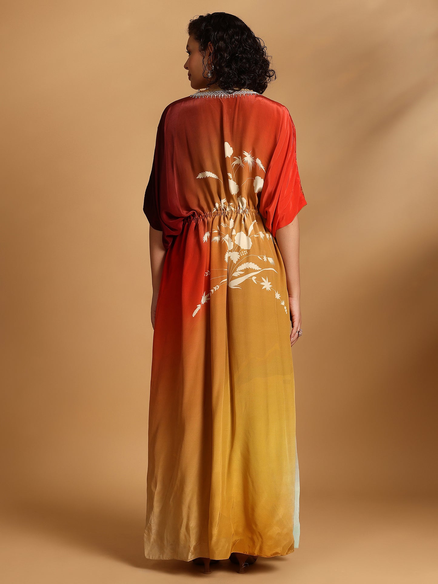 Embelished Kaftan Dress - Red