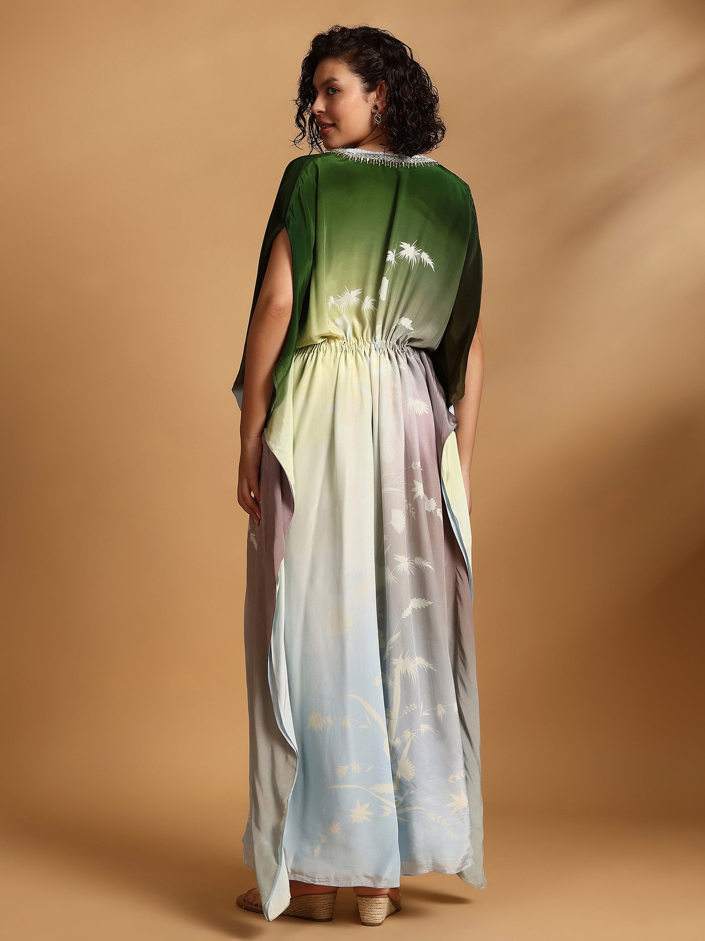 Embelished Kaftan Dress - Green