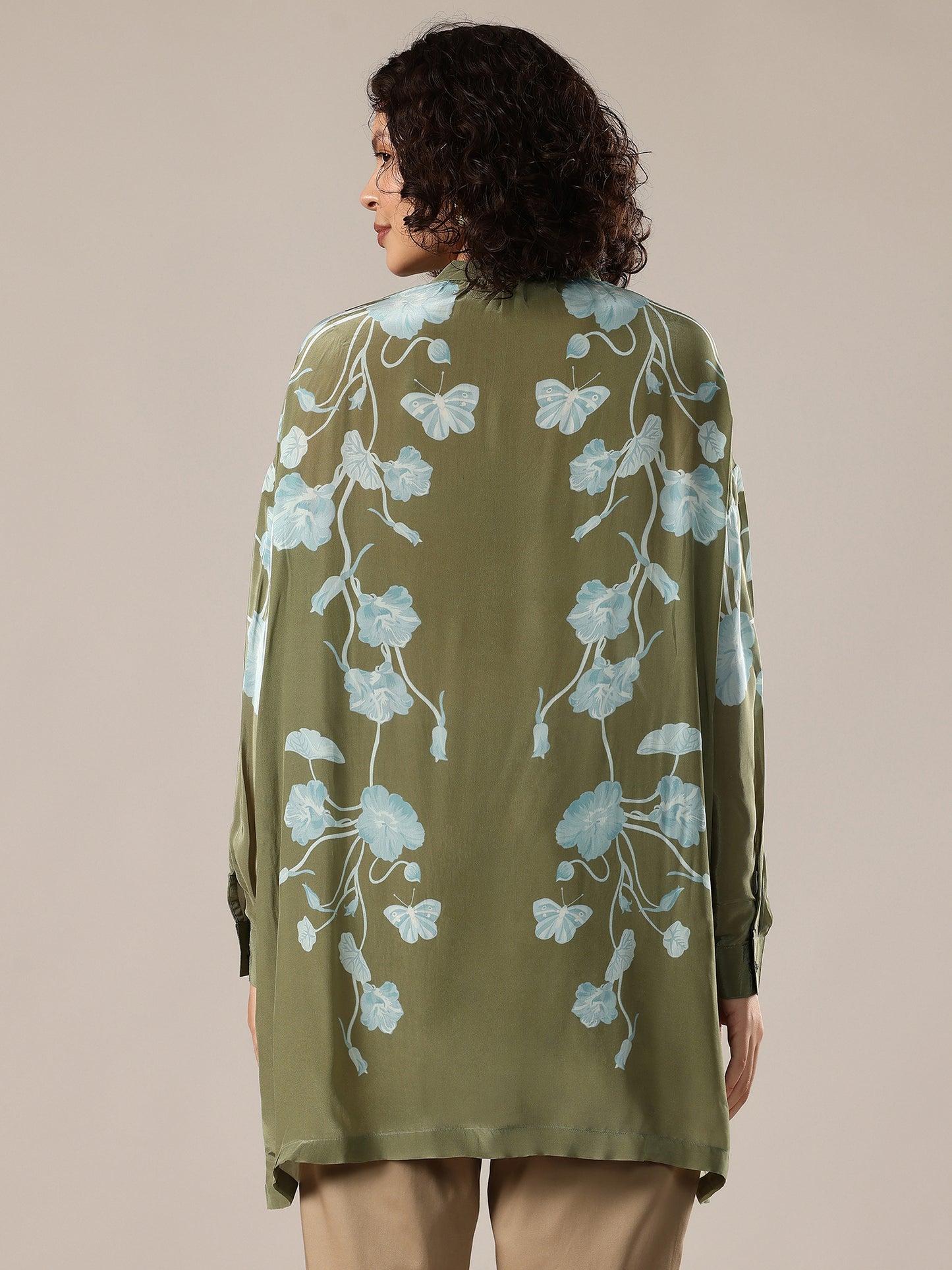 Printed Oversized Shirt - Green