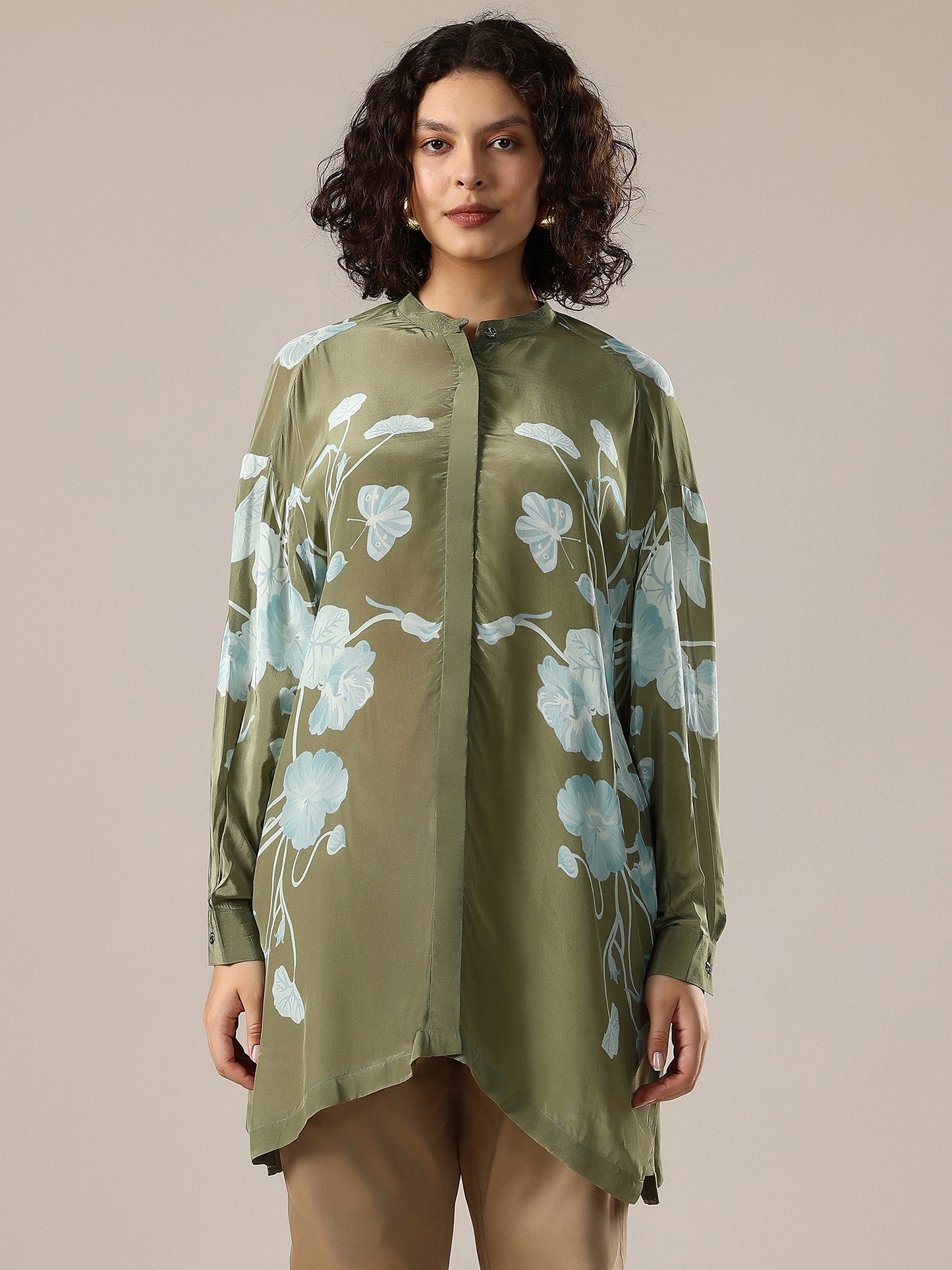 Printed Oversized Shirt - Green