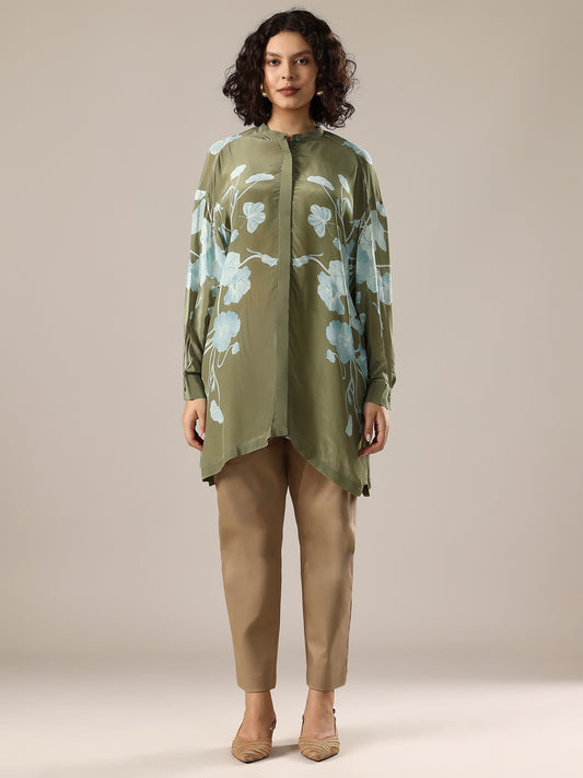 Printed Oversized Shirt - Green