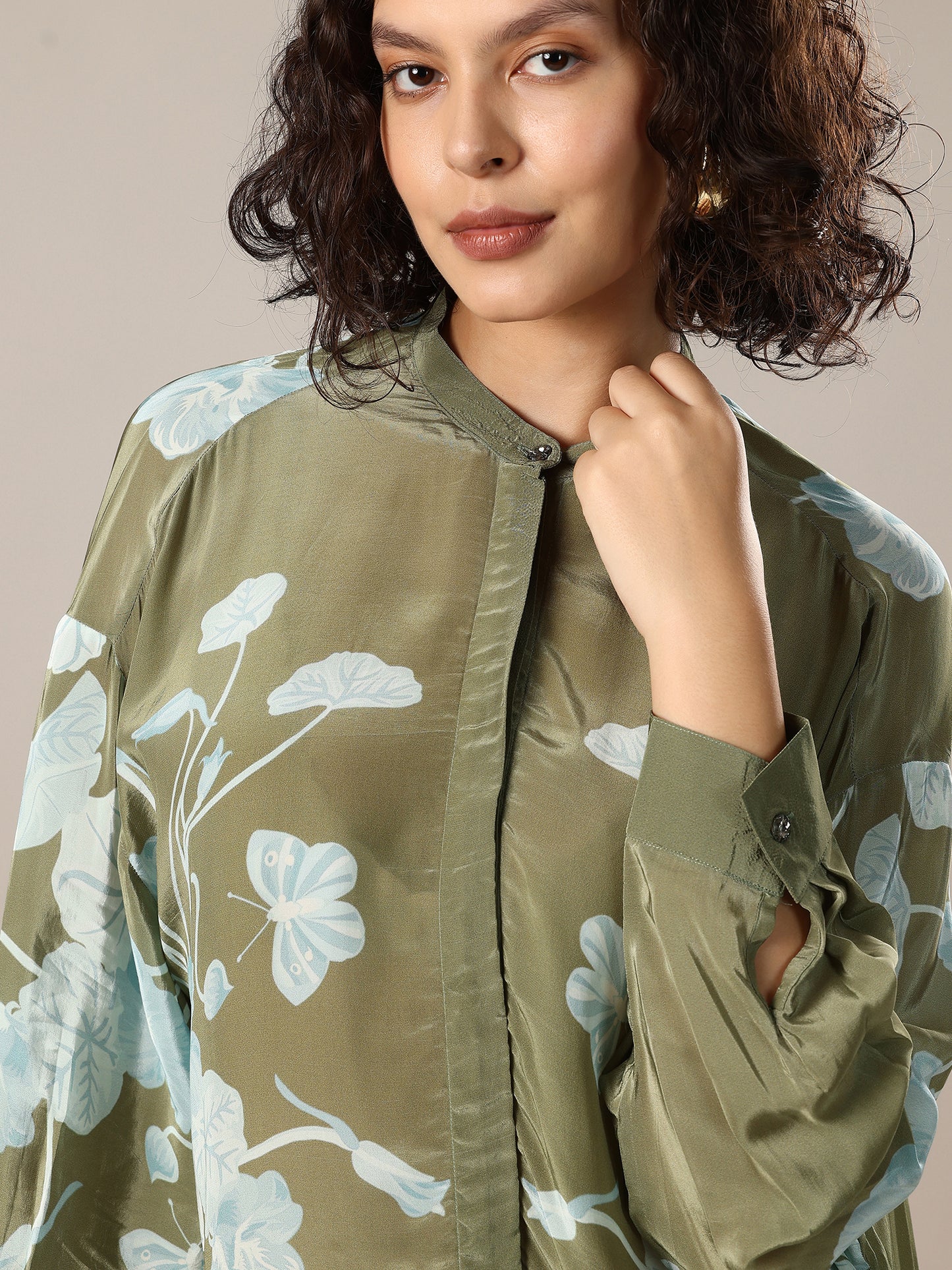 Printed Oversized Shirt - Green