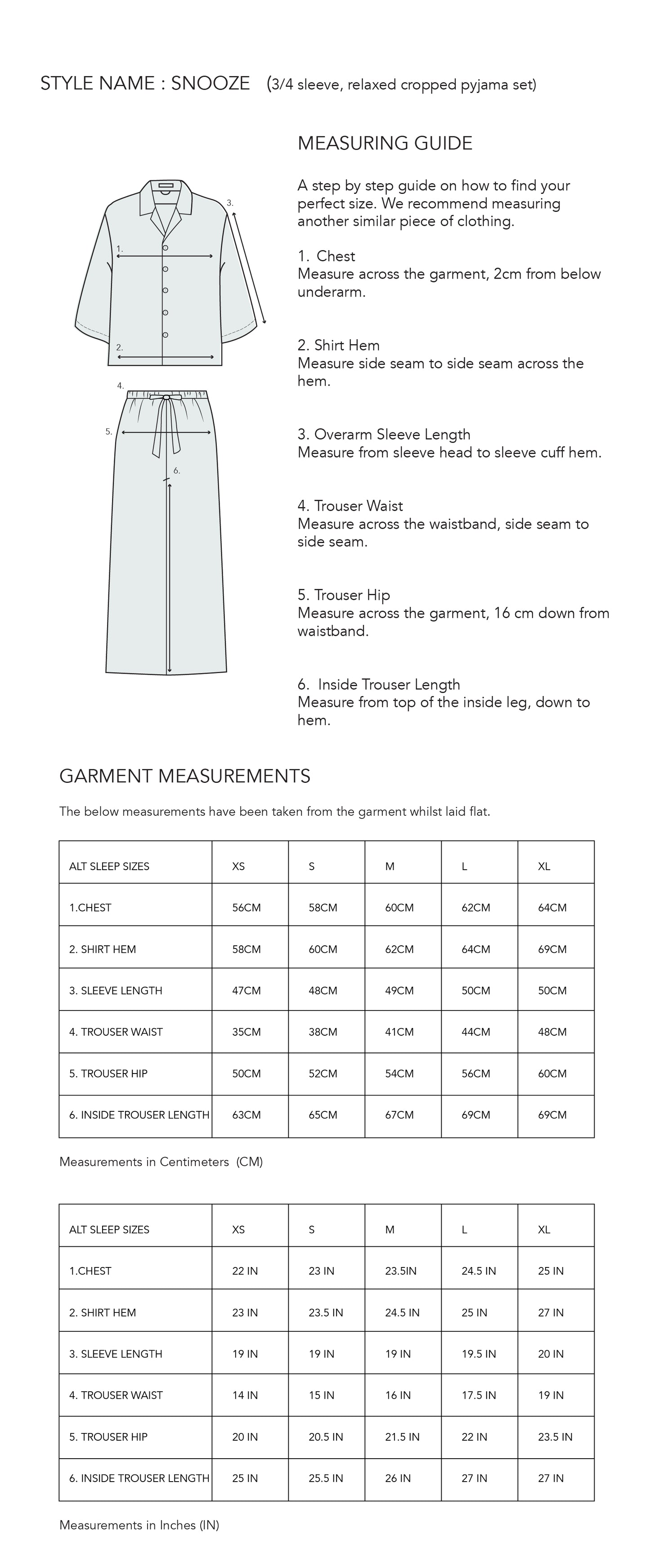 Size and measuring guide for Solid Cropped sleeve button down relaxed pyjama set by AltSleep. Indulge in luxury sleepwear with our signature collection by AltSleep. From stylish pyjamas to elegant kaftans, made-to-order our brand offers sleep solutions exclusively made for you. We believe in conscious fashion, provide customisations beyond standard sizes of XS to XL using superior fabrics for the best quality night wear.