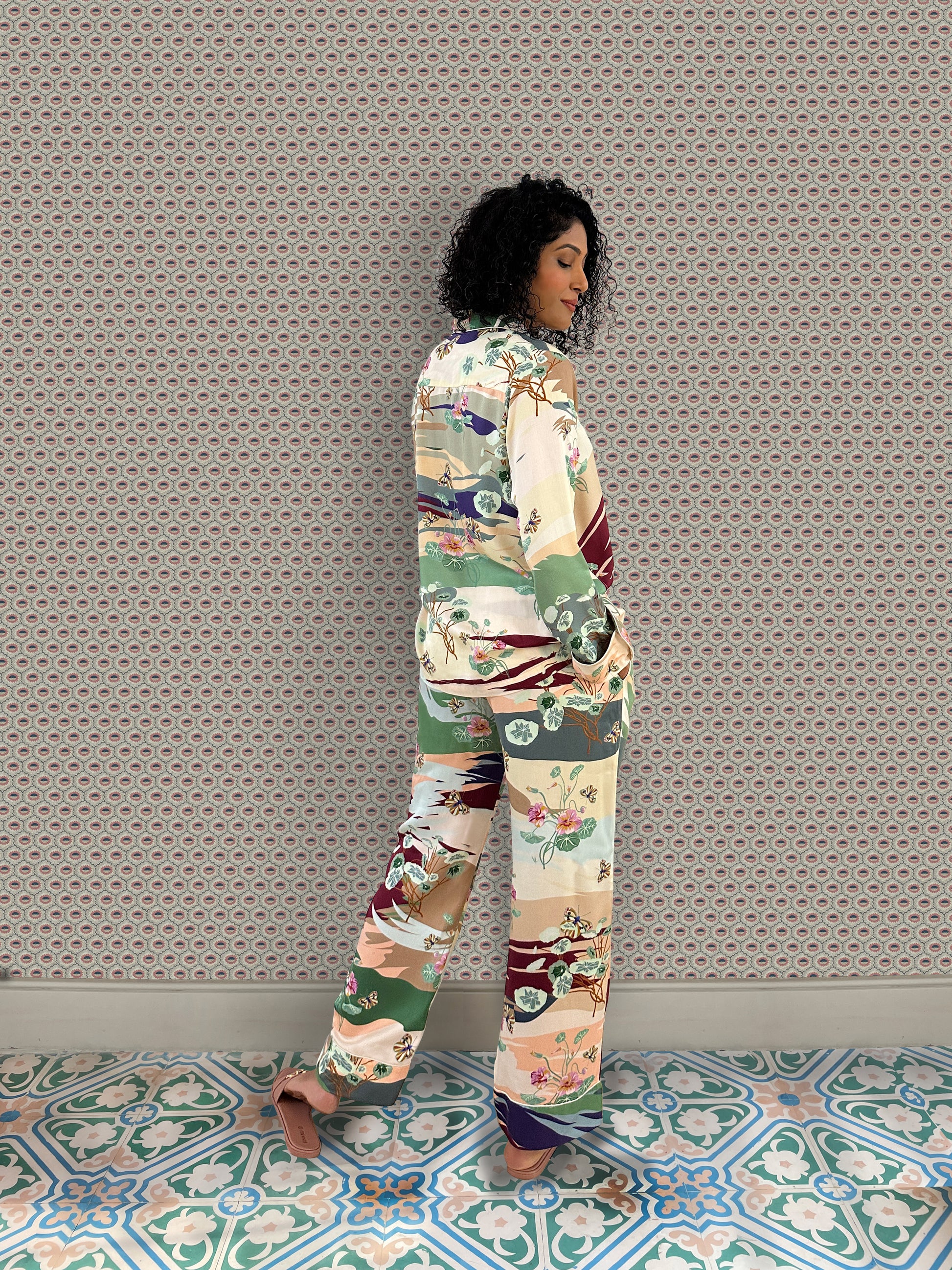 Printed Button down long sleeve pyjama set by AltSleep.  Indulge in luxury sleepwear with our signature collection by AltSleep. From stylish pyjamas to elegant kaftans, made-to-order our brand offers sleep solutions exclusively made for you. We believe in conscious fashion, provide customisations beyond standard sizes of XS to XL using superior fabrics for the best quality night wear.